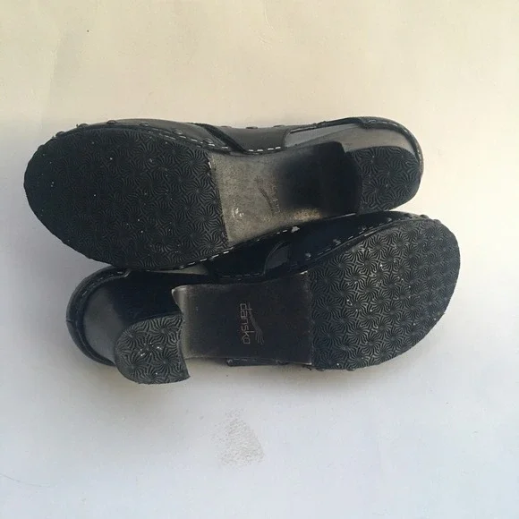 DANSKO Ryder Leather Studded Clog Block Heel Women EU 38 US 7.5 Black Adjustable - Picture 15 of 16